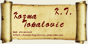 Kozma Topalović vizit kartica